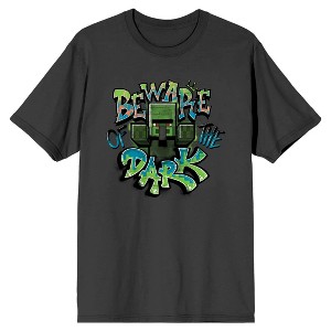 Minecraft Beware of the Dark Men's Charcoal Gray Graphic Tee - 1 of 1