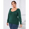 Womens Plus Size Knit Tops Long Sleeve Sweetheart Neck Sweaters Casual Tunic Tops - 2 of 4