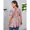 Womens Plus Size Sweetheart Neck Short Sleeves Tunic Tops Pleated Peplum Babydoll Casual T shirts Floral Summer Blouse - 4 of 4