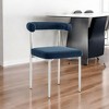 HomeRoots Set of Two Blue And Silver Upholstered Polyester Open Back Dining Side Chairs - 2 of 4