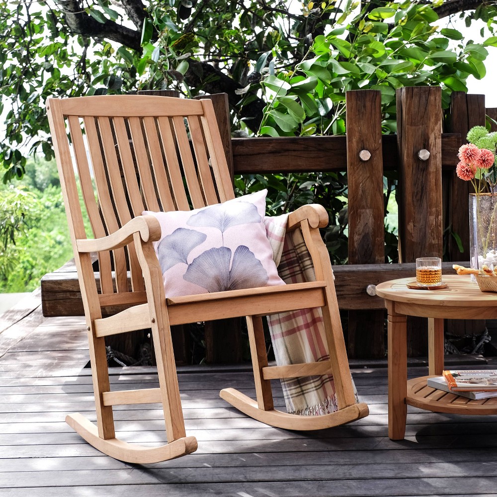 Photos - Garden Furniture Sherwood Solid Teak Outdoor Rocking Chair - Cambridge Casual: Weather-Resi