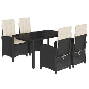 vidaXL Patio Dining Set Set of 4 Black PE rattan Medium - 1 of 4