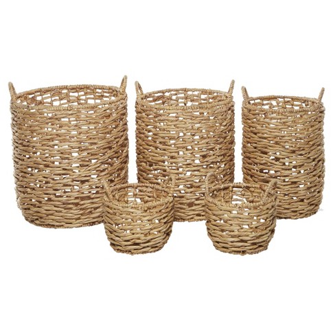 Olivia May 16 X14 X11 X9 X9 Set Of 5 Extra Large Square Handwoven Wicker Baskets Natural Target