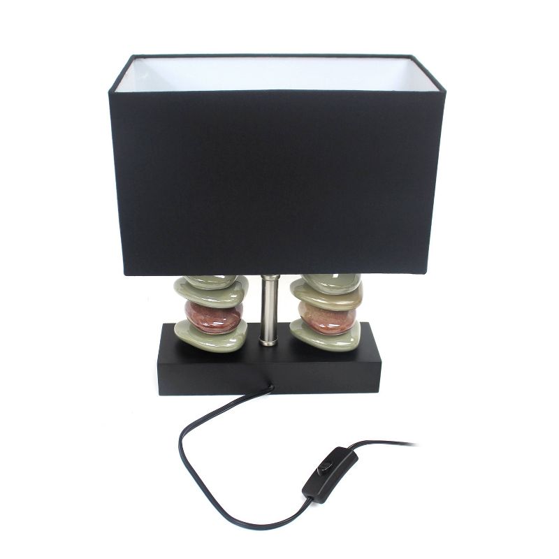 Rectangular Dual Stacked Stone Ceramic Table Lamp with Shade Black - Elegant Designs, 4 of 7