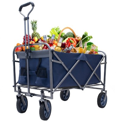 Folding Wagon, Heavy Duty Utility Beach Wagon Cart for Sand