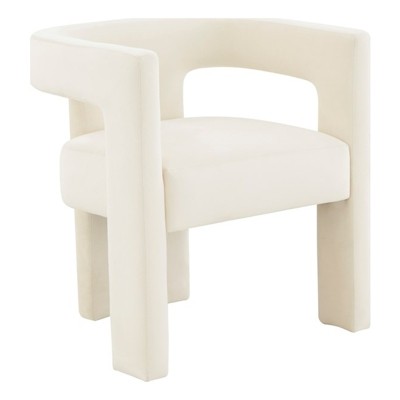 Cream Velvet Handcrafted Contemporary Arm Chair