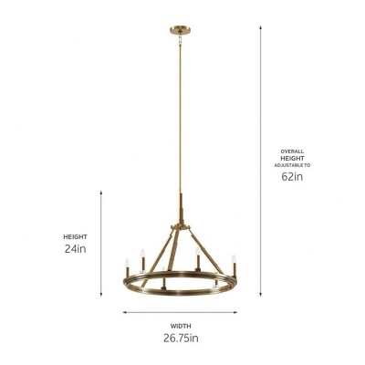 Emmala 6-Light Brushed Natural Brass Art Deco Chandelier