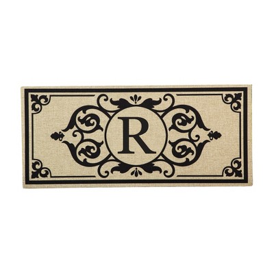 Evergreen Flag Cambridge Monogram Burlap Sassafras Switch Mat, Letter R