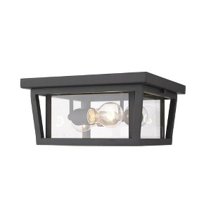 Seoul 12" Outdoor Flush Mount Light - Glass Shade, Dimmable, Wet Rated, 3 Bulbs - 1 of 4