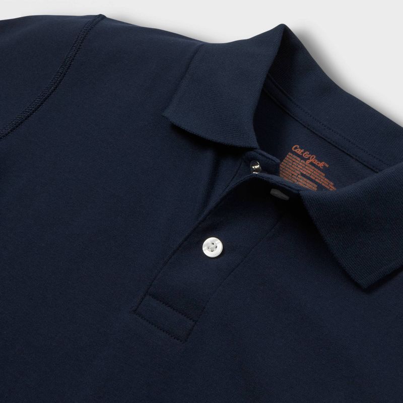 Boys' Adaptive Short Sleeve Polo Shirt - Cat & Jack™ Navy, 3 of 4