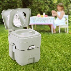Sandinrayli 5.3 Gallon Porta Potty Travel Portable Camping Toilet for RV, Boating, Road Trips, Caravan, Campsite, Hospital(20L Gray) - 1 of 4