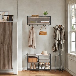 Multifunctional Hall Tree with Coat Rack and Shoe Bench - Entryway Furniture Set with 12 Hooks and 4-Tier Shoe Rack - 1 of 4