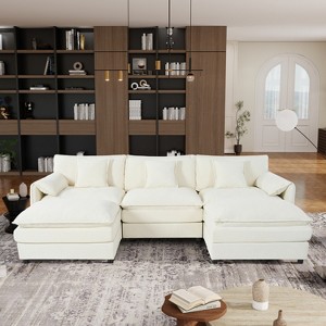 GDFStudio Morwen 109.45'' Modern Chenille Upholstered Oversized Deep Seat Modular Sectional Sofa with 3 Cushions - 1 of 4