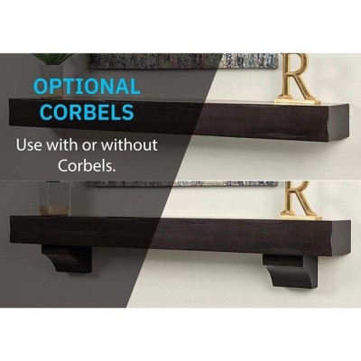 Breckenridge Espresso Rustic 60" Distressed Wood Mantel Shelf