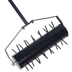 SEVOBAL Wheelbarrows and Lawn Carts Rolling Manual Lawn Aerator with Handle for Lawns Yards Gardens, Black, 17"*8"*60" - 1 of 4