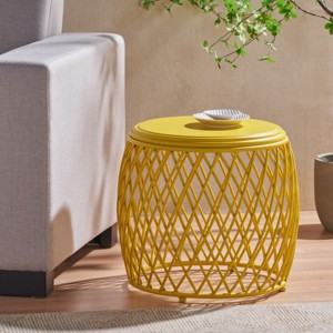 Stylish and Durable Outdoor Iron Side Table with Lattice Design – Lightweight, Weather-Resistant, No Assembly Required-Coolbibila - 1 of 4