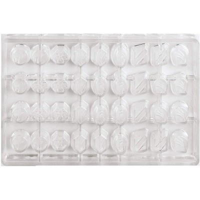 Cabrellon Polycarbonate Clear Chocolate Mold, Assorted Imprints, Diamond, Hexagon, Octagon, Round, Oval & Horseshoe - 36 cavities