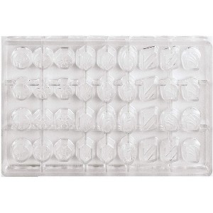 Cabrellon Polycarbonate Clear Chocolate Mold, Assorted Imprints, Diamond, Hexagon, Octagon, Round, Oval & Horseshoe - 36 cavities - 1 of 4