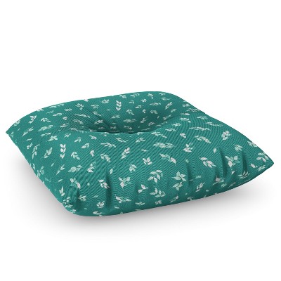 Ninola Design Small Leaves Botanical Pine Green Square Floor Pillow - Deny Designs