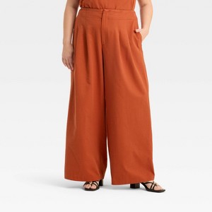 Women's High-Rise Relaxed Fit Wide Leg Pleated Linen Trousers - Future Collective - 1 of 3