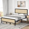 Metal Rattan Bed, Full Size Bed Frame - Rattan Headboard with Metal Bed Body, Platform Design for Stable Support, No Box Spring Needed - 2 of 4
