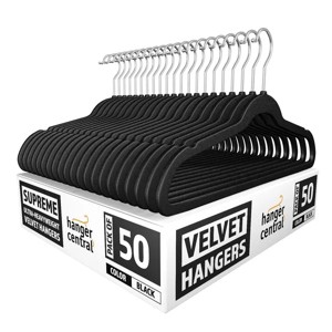 Racxily New Premium Quality Velvet Hangers Ultra Thin Non Slip Adult Felt Space Saving Hangers for Closet, 360¡ã Swivel Hook Hold, Black - 1 of 4