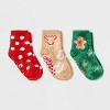 Kid's Christmas 3pk Cozy Crew Socks with Grippers - 2-5 - 2 of 4
