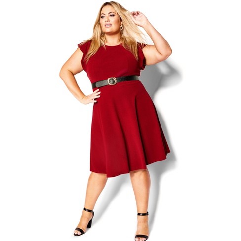 City Chic | Women's Plus Size Skylar Dress - True Red - 16w : Target