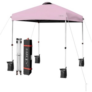 6x6 FT Pop Up Canopy Tent Camping Sun Shelter with Roller Bag Blue/Gray/White/Pink - 1 of 4