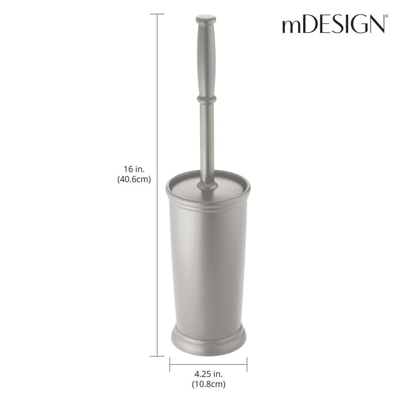 mDesign Plastic Compact Bathroom Toilet Bowl Brush and Holder, 3 of 7