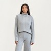Anna-Kaci Women’s Ribbed Knit Relaxed Fit 2-Piece Set with High Neck Top Soft Stretch Fabric and Wide Leg Pants - 2 of 4