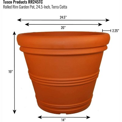 Terracotta 24.5" Rolled Rim Weather-Resistant Plastic Planter