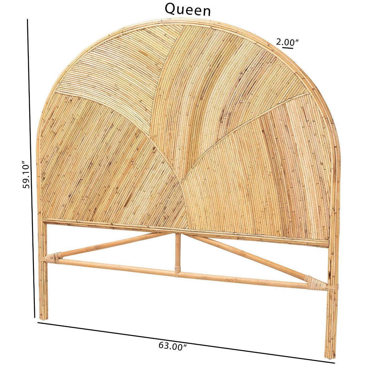 bali & pari Queen Seana Rattan Standalone Headboard Honey: Artisan-Crafted, Bohemian Design, No Mount Needed - thumbnail 8
