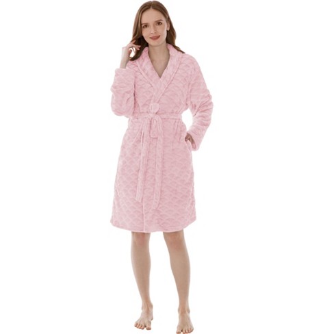 PAVILIA Short Robes for Women, Plush Soft Bathrobe Womens Lightweight,  Fluffy Fuzzy Robe Knee Length, Shower Spa (Light Pink, 2X-3X)