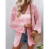 Womens Cardigan Spring Tops Sheer Lightweight Summer Cardigan Beach Cover Up Tops V Neck Lantern Sleeve Sweater Cardigan - 4 of 4
