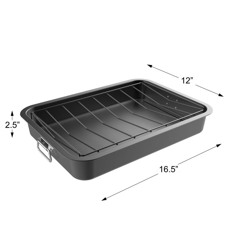 Hastings Home Nonstick Roasting Pan with Angled Rack and Removeable Tray to Drain Fat and Grease, 4 of 9