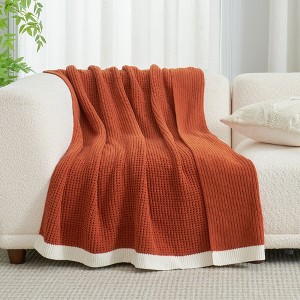 Amelie Home Reversible Chenille Waffle Knit Throw Blanket – Soft, Lightweight & Cozy - 1 of 4