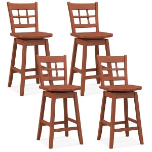 Tangkula 4PCS 24.5 Inch Counter Height Bar Chairs Swivel Bar Stools w/ Hollow Backrest - 1 of 4