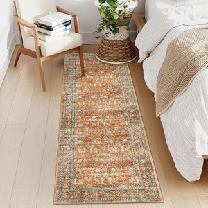 Washable Area Rug, Pastel Oriental Low-Pile Carpet, Stain-Resistant & Non-Slip Runner for Living Room Bedroom Kitchen Hallway Laundry - 1 of 4