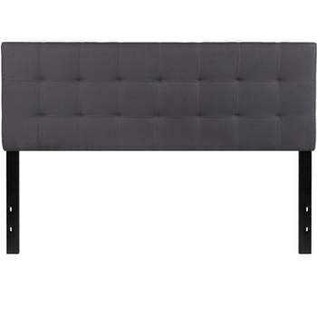 Emma and Oliver Quilted Tufted Queen Size Headboard in Dark Gray Fabric