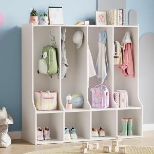 4-Section Classroom Coat Locker with 4 Cubbies, Daycare Cubby Storage ...