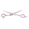 Unique Bargains Stainless Steel Straight Scissors with Gasket Ring for Long Short Thick Hard Soft Hair Pink 1 Pc - 4 of 4