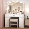 Makeup Vanity Desk with Mirror, LED Lights and Power Strip, Makeup Vanity Table with 5 Drawers, Dressing Table for Bedroom Dressing Room - 2 of 4