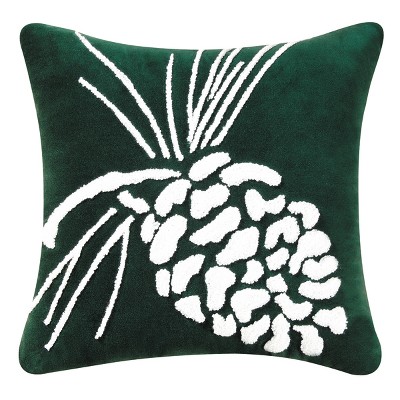 C&F Home 18" x 18" Pinecone on Green Tufted Pillow