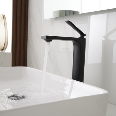 Matte Black Tall Single Handle Vessel Sink Faucet
