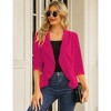 Women's 3/4 Sleeve Cropped Blazer Lightweight Open Front Cardigan Jacket for Business Causal - 2 of 4