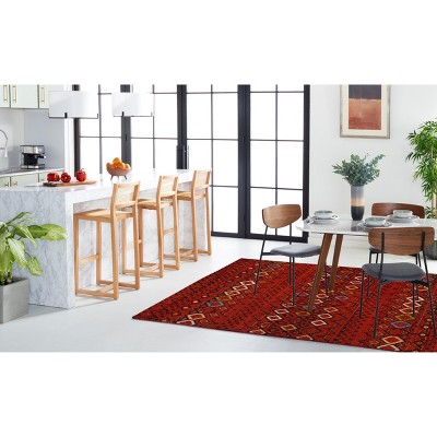 Terracotta Multi Geometric Synthetic Low Pile Area Rug