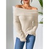 Womens Off Shoulder Knit Sweater Fitted Long Sleeve Elegant Pullover Sweater Tops - 2 of 3