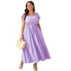 Coolmee Women Plus Size Sweetheart Neck Tassel Drawstring Short Sleeve A-Line Flowy Maxi Dress With Pocket - 2 of 2