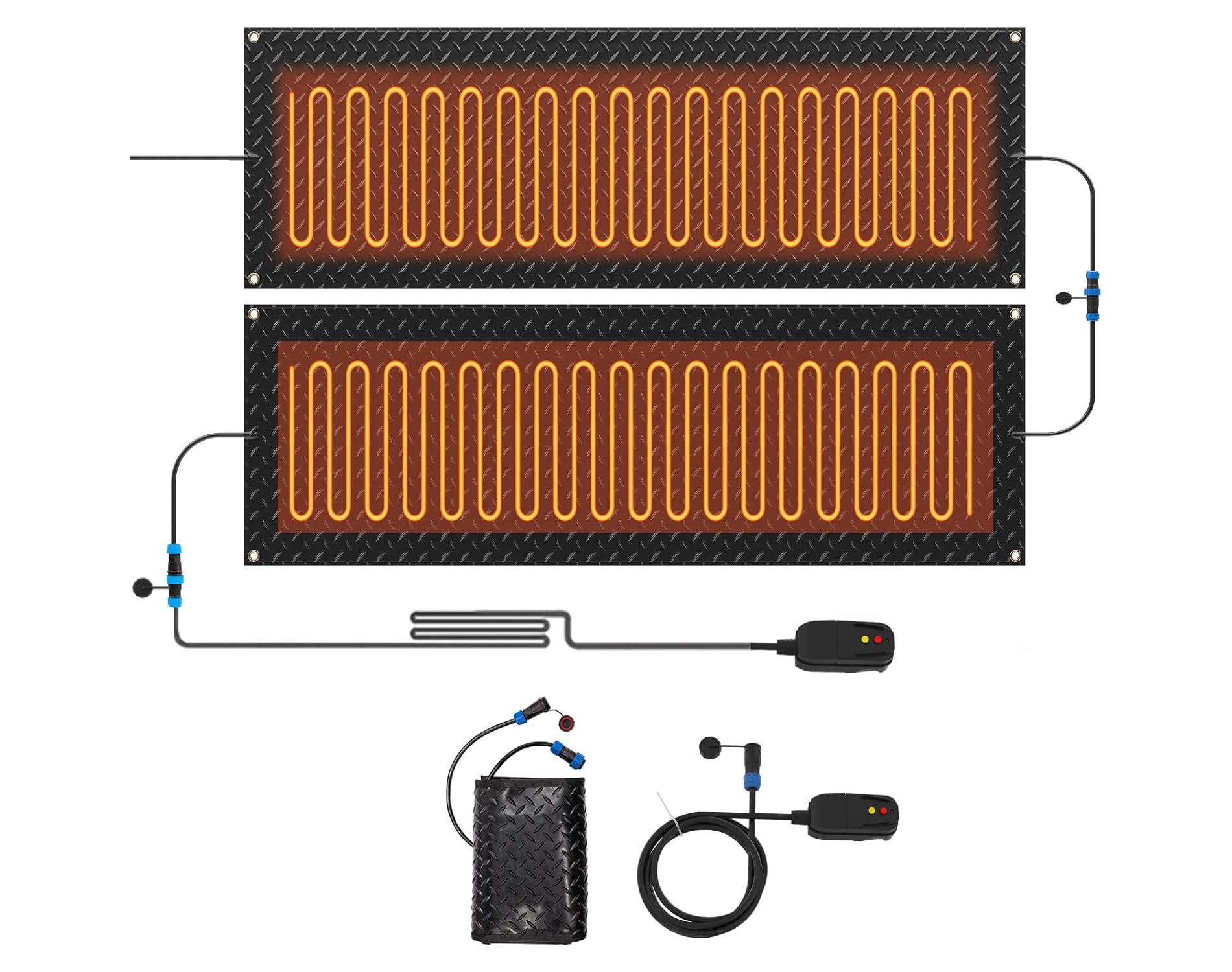 DoCred Snow Melting Mats,Non Slip PVC/Rubber Winter Heated Mat with Power Cord, 3IN/H Speed Snow for Outdoor Sidewalks, Stair Step, Decks Snow Removal